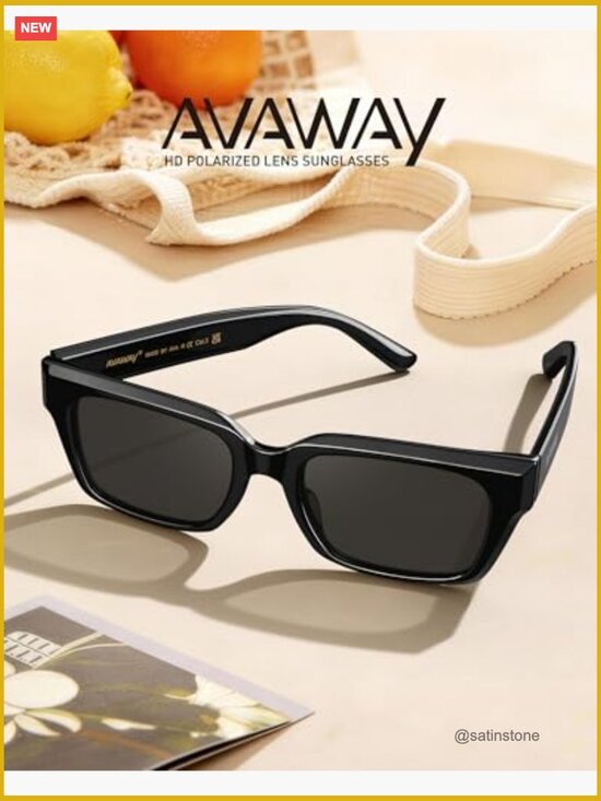 Chunky Rectangle Polarized Sunglasses, UV400 Protection, Oversized Acetate main image 5